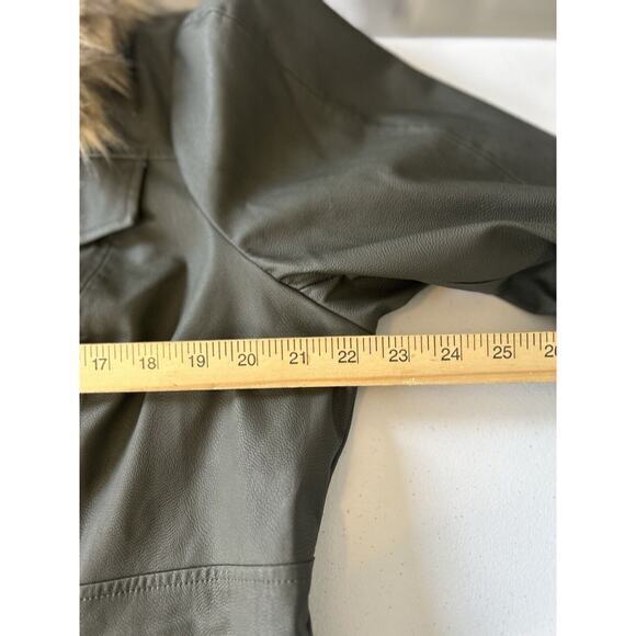 -Anthropologie Maeve Kellie Faux Leather Coat in‎ Green Size 16 - Picture 7 of 12